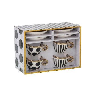 Conjunto de 4 chávenas de café e pires 13,6 x 13,6 x 1,8 cm