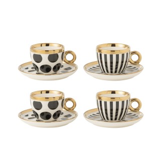 Conjunto de 4 chávenas de café e pires 13,6 x 13,6 x 1,8 cm