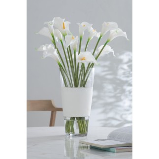 Bouquet de 8 calla lily artificiel en plastique blanc 20x11x37 cm