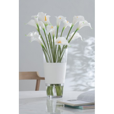 Bouquet de 8 calla lily artificiel en plastique blanc 20x11x37 cm
