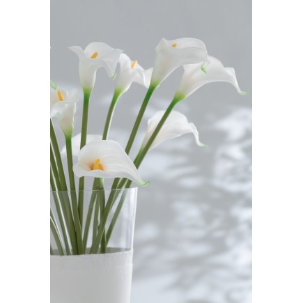 Bouquet de 8 calla lily artificiel en plastique blanc 20x11x37 cm