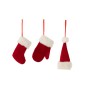 Set de 3 suspensions de Noël en textile rouge 9x2x16 cm Set de 3 suspensions de Noël en textile rouge 9x2x16 cm