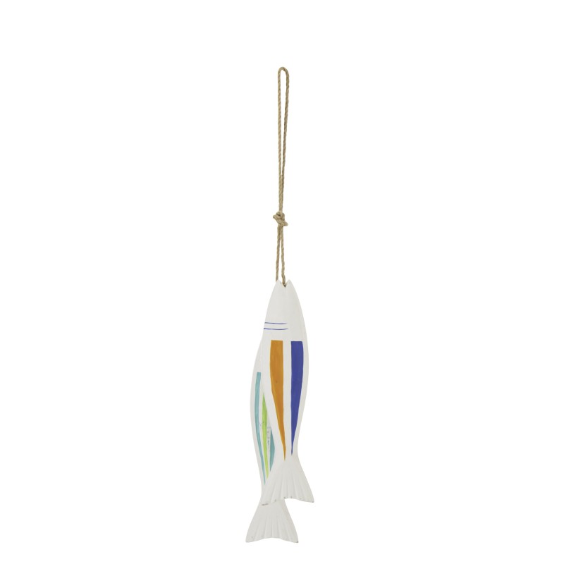 Suspension de 2 poissons en bois multicolore 7x4x65 cm