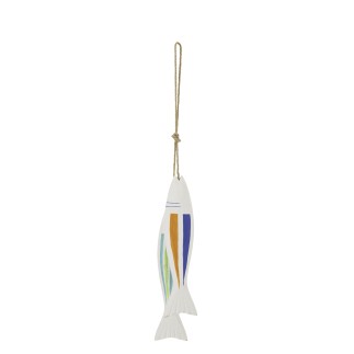 Suspension de 2 poissons en bois multicolore 7x4x65 cm