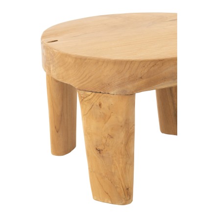 Set di 2 tavoli rotondi in legno naturale 50x50x35 cm