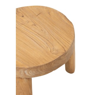 Set di 2 tavoli rotondi in legno naturale 50x50x35 cm