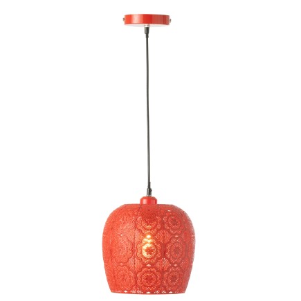 Candeeiro suspenso em metal vermelho 23,5 x 23,5 x 39 cm