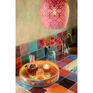 Lampada a sospensione in metallo rosso 23.5x23.5x39 cm