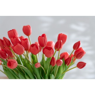 Bouquet di 7 tulipani artificiali in materiale sintetico rosa 13x9x32 cm