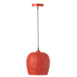 Candeeiro suspenso em metal vermelho 23,5 x 23,5 x 39 cm