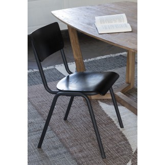 Chaise réglable en velours noir 52x43x82 cm