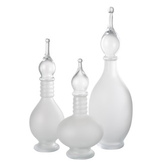 Botella decorativa con tapón de cristal transparente, 17 x 17 x 53 cm
