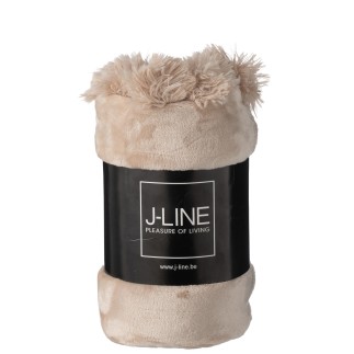 Coperta con pompon in poliestere beige scuro 173x126 cm