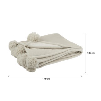Coperta con pompon in poliestere beige scuro 173x126 cm