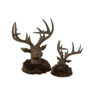 Tête de cerf en polyrésine marron 22x22x25 cm