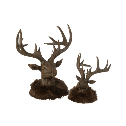 Tête de cerf en polyrésine marron 22x22x25 cm