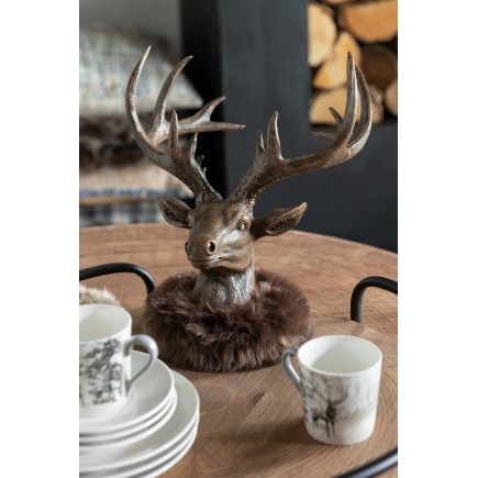 Tête de cerf en polyrésine marron 22x22x25 cm