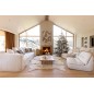 Divano a 4 posti in tessuto bianco 330x105x70cm Divano a 4 posti in tessuto bianco 330x105x70cm