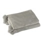 Plaid con pompon in poliestere grigio 176x128cm Plaid con pompon in poliestere grigio 176x128cm