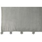 Manta com pompons em poliéster cinzento 176x128cm Manta com pompons em poliéster cinzento 176x128cm