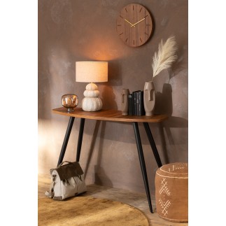 Tapis rond fait main en textile marron 150x150x2 cm