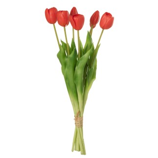 Bouquet di 7 tulipani artificiali in materiale sintetico rosa 17x10x46 cm