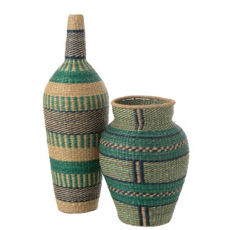 Vaso em junco marinho azul 30x30x90 cm