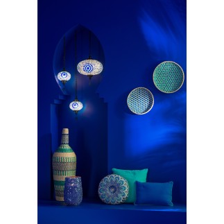 Vaso in giunco di mare blu 30x30x90 cm