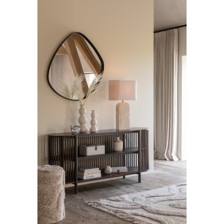 Consolle a 2 livelli in legno marrone 160x38x75 cm