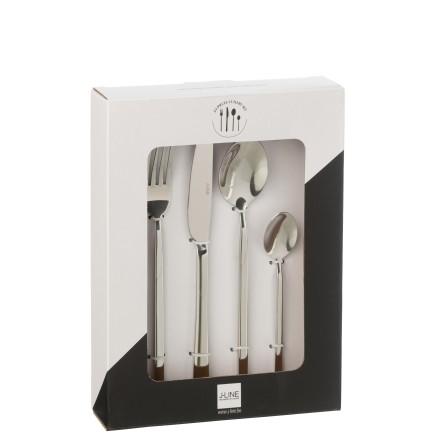 Set de 24 couverts en acier inoxydable argent brillant