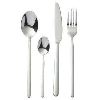 Conjunto de 24 talheres em aço inoxidável prateado brilhante