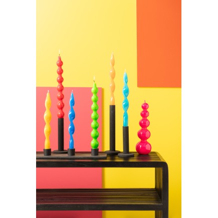 Set de 2 bougies torsade 3h en parafinne jaune 8x3x26 cm