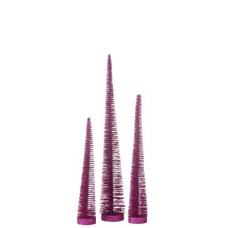 Lote de 3 árboles de Navidad artificiales de plástico rosa 10x10x41 cm