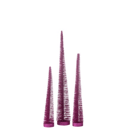 Lote de 3 árboles de Navidad artificiales de plástico rosa 10x10x41 cm