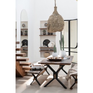 Tavolo invecchiato in legno marrone 180x89x76 cm