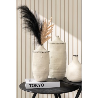 Vaso in ceramica beige 17x17x40,5 cm