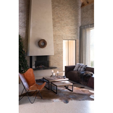 Tapis peau de vache marron cognac 228 x 190 cm