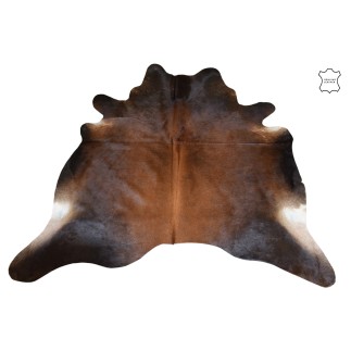 Tapete de piel de vaca marrón coñac de 228 x 190 cm