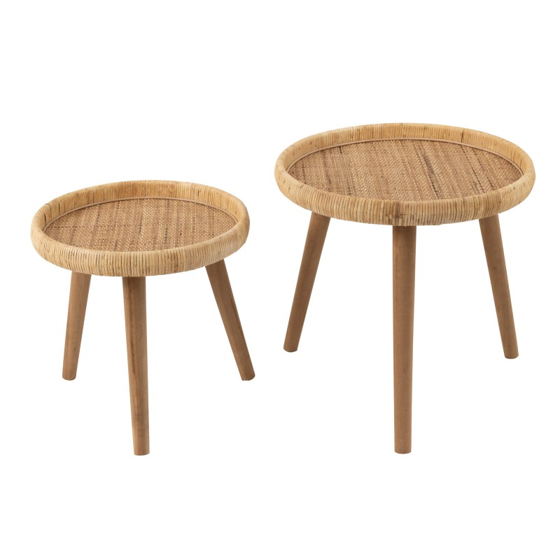 Mesas auxiliares Lurne de junco natural 60x60x56.5 cm Mesas auxiliares Lurne de junco natural 60x60x56.5 cm