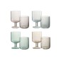 Lote de 4 vasos de vino de vidrio multicolor 8x8x14 cm
