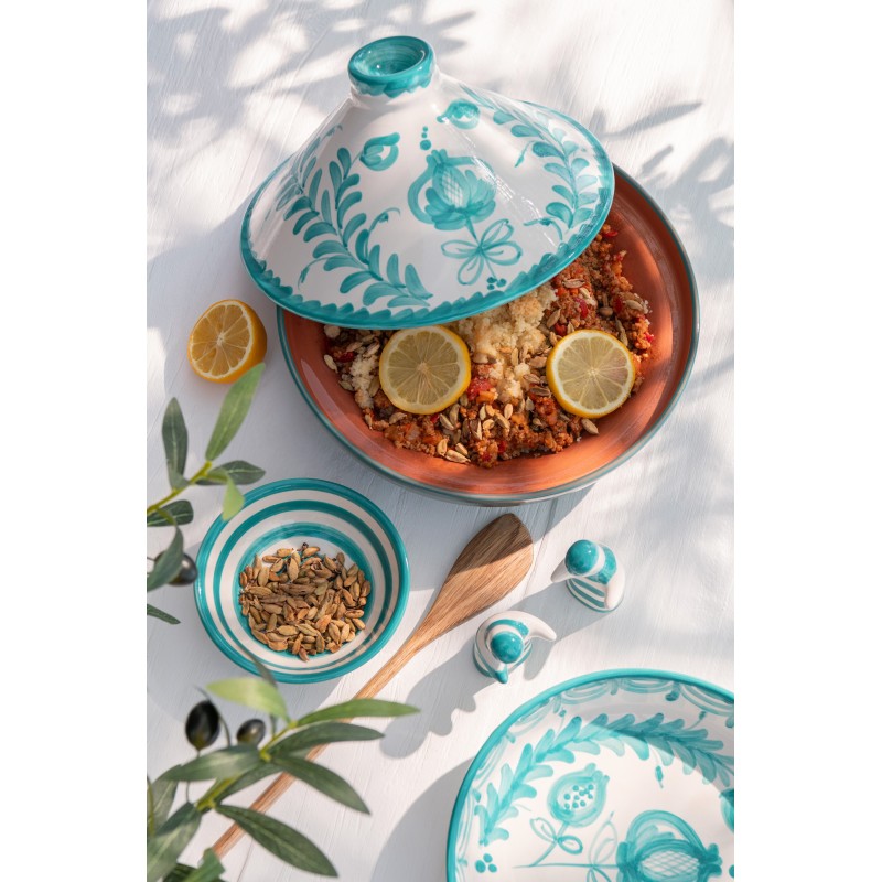 Plat à tajine en céramique bleu clair 20x20x28 cm Plat à tajine en céramique bleu clair 20x20x28 cm