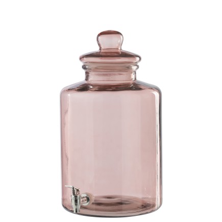 Dispensador de bebidas, cristal rosa, 25 x 25 x 45 cm