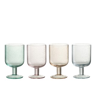 Lote de 4 vasos de vino de vidrio multicolor 8x8x14 cm