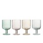 Lote de 4 vasos de vino de vidrio multicolor 8x8x14 cm