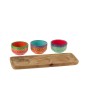 Conjunto de tapas com 3 taças de cerâmica multicoloridas, 33 x 13 x 8 cm Conjunto de tapas com 3 taças de cerâmica multicoloridas, 33 x 13 x 8 cm