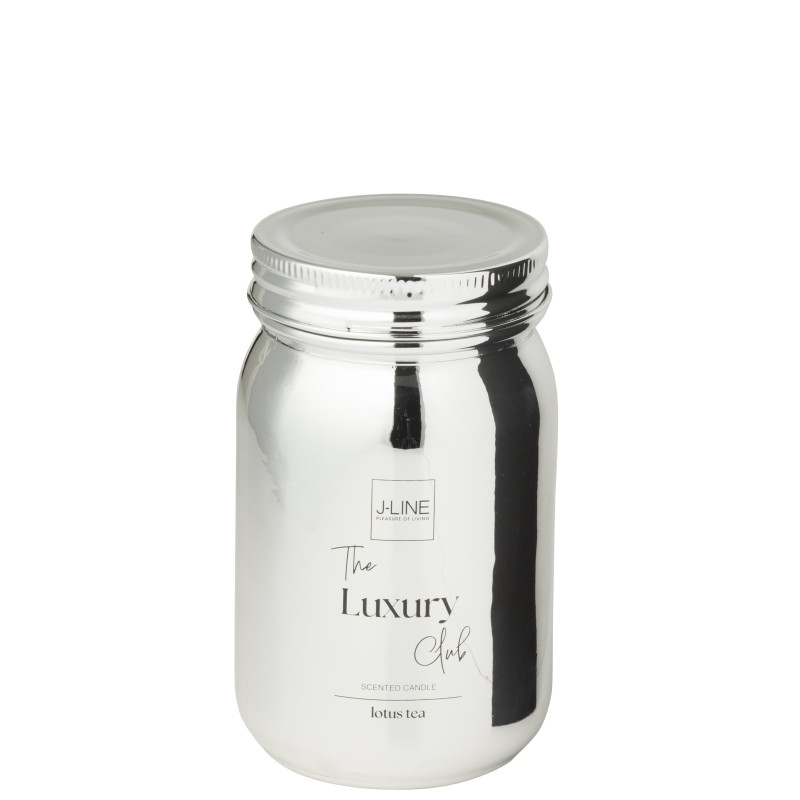 Bougie parfumée bocal verre argenté 69H Bougie parfumée bocal verre argenté 69H