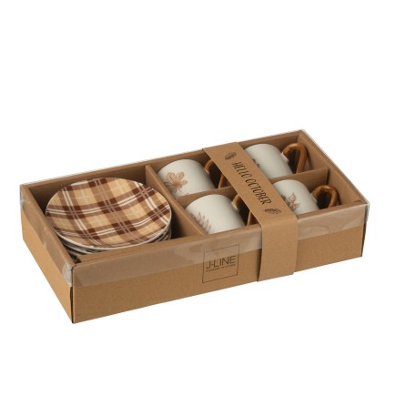 Set di 4 tazze in ceramica marrone 11,2x11,2x6 cm