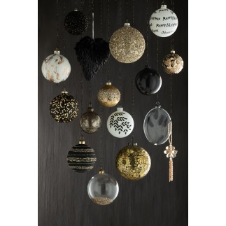Boule de Noël à accrocher en plastique noir 8x8x8 cm