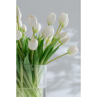 Bouquet di 7 tulipani artificiali in materiale sintetico bianco 13x9x32 cm