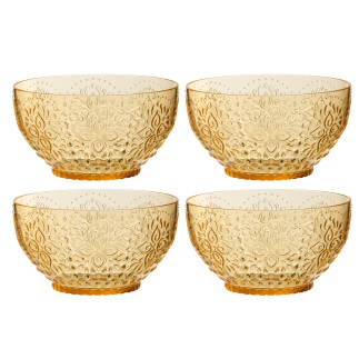 Set di 4 ciotole in plastica gialla 15x15x8,1 cm
